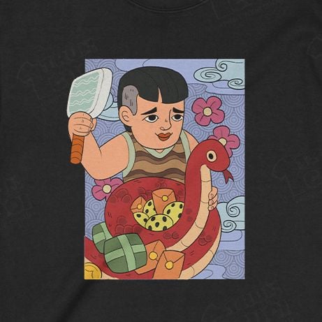  Áo sweater cậu Pảnh ôm Rắn Tía, Trùm Cuối x Đăng Hoả Chi Thần - Tết 2025, Nỉ Bông 100% Unisex nam nữ 