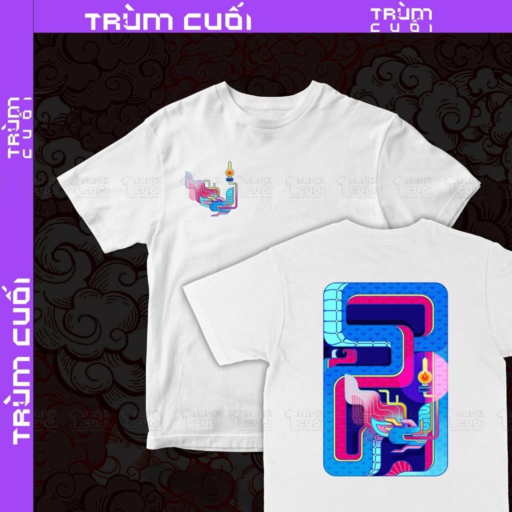  Áo thun 2 mặt Rồng Rắn Bắt Đèn, Trùm Cuối Đăng Hỏa Chi Thần 2024, Unisex Cotton 100% 2 màu nam nữ 0403 