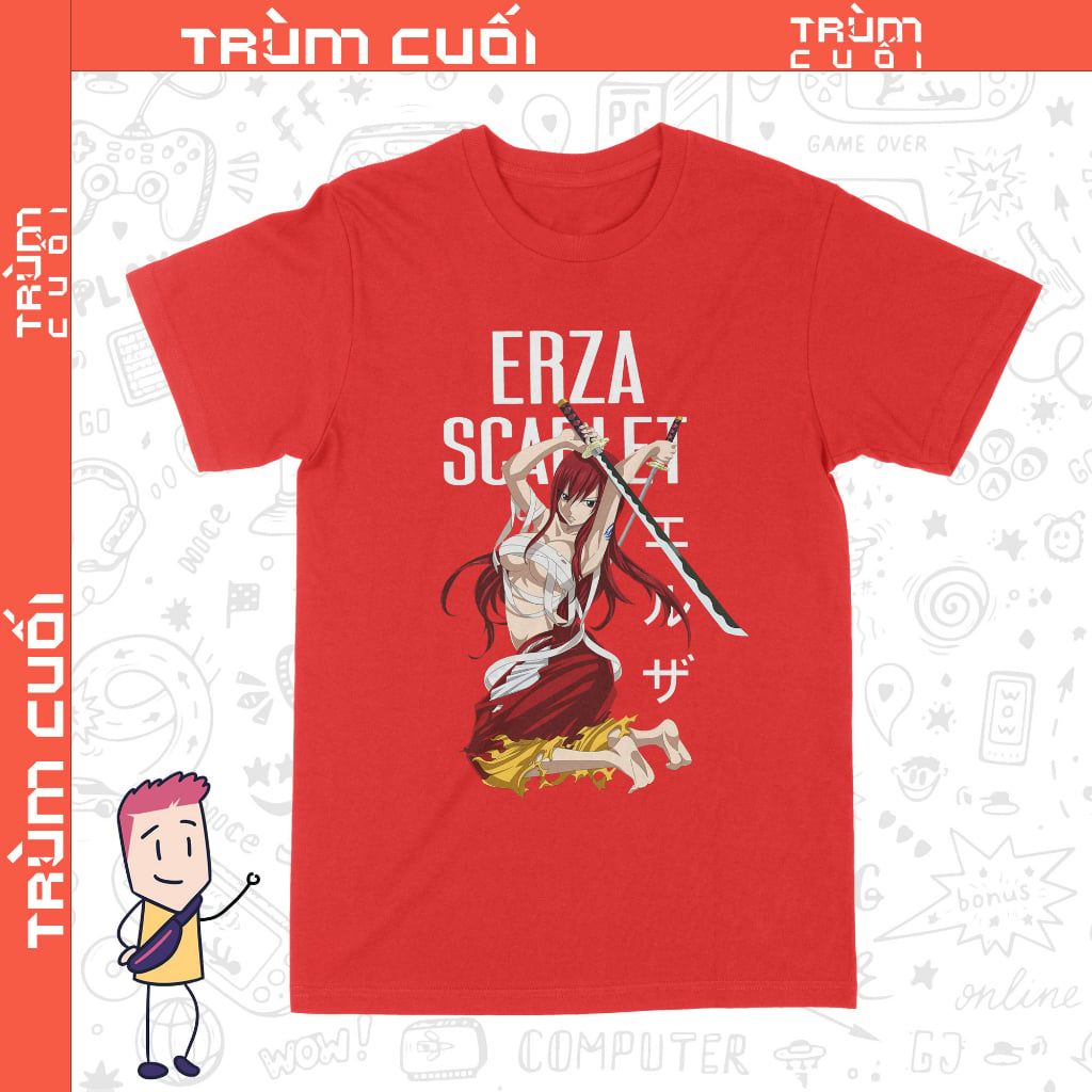  Áo thun Erza Scarlet - Fairy Tails, Trùm Cuối Anime, Unisex Cotton 100% 6 màu nam nữ 0340 