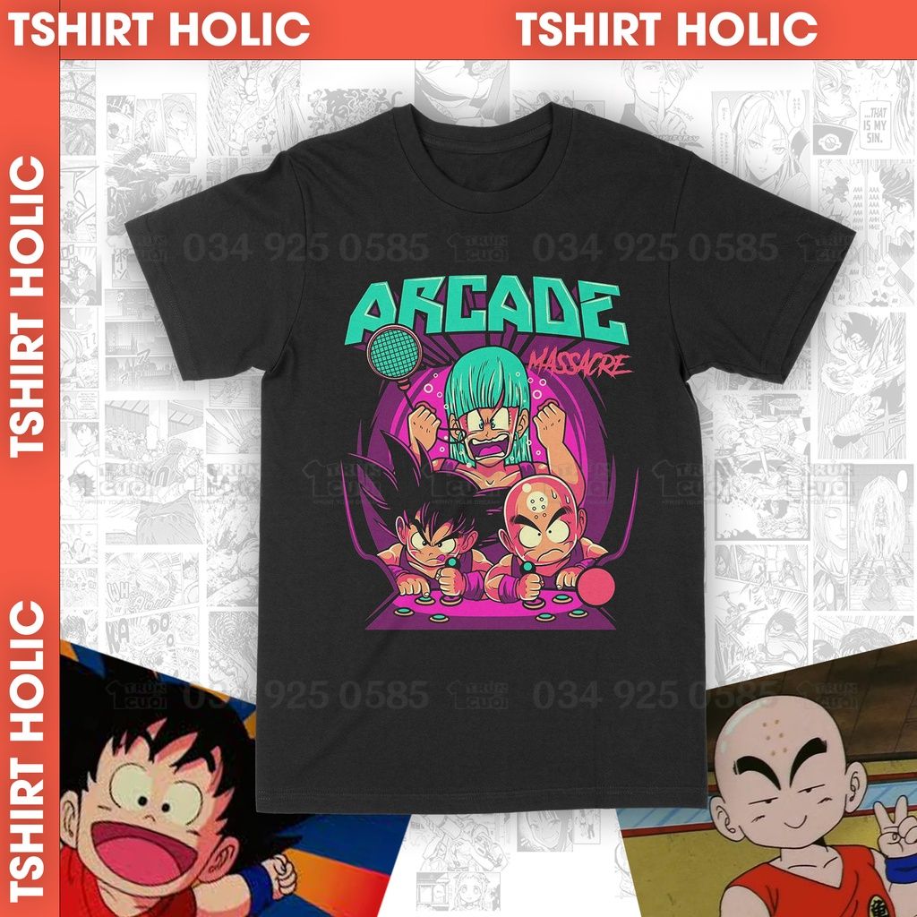  Áo thun GOKU AND KRILLIN ARCADE, Trùm Cuối Anime, Cotton 100% 2 màu nam nữ 0059 