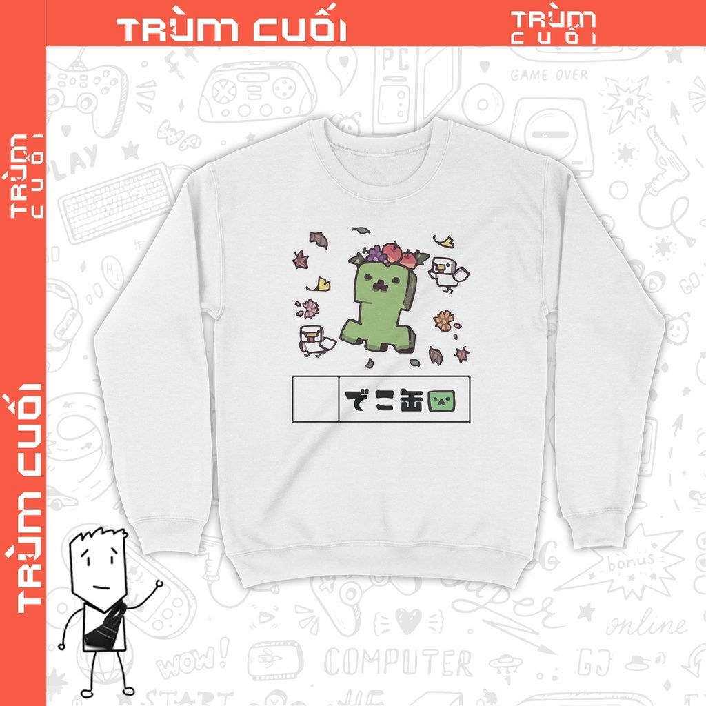  Áo Sweater Creeper - Minecraft, Trùm Cuối Game, Unisex Nỉ Bông 100% 2 màu nam nữ 0219 
