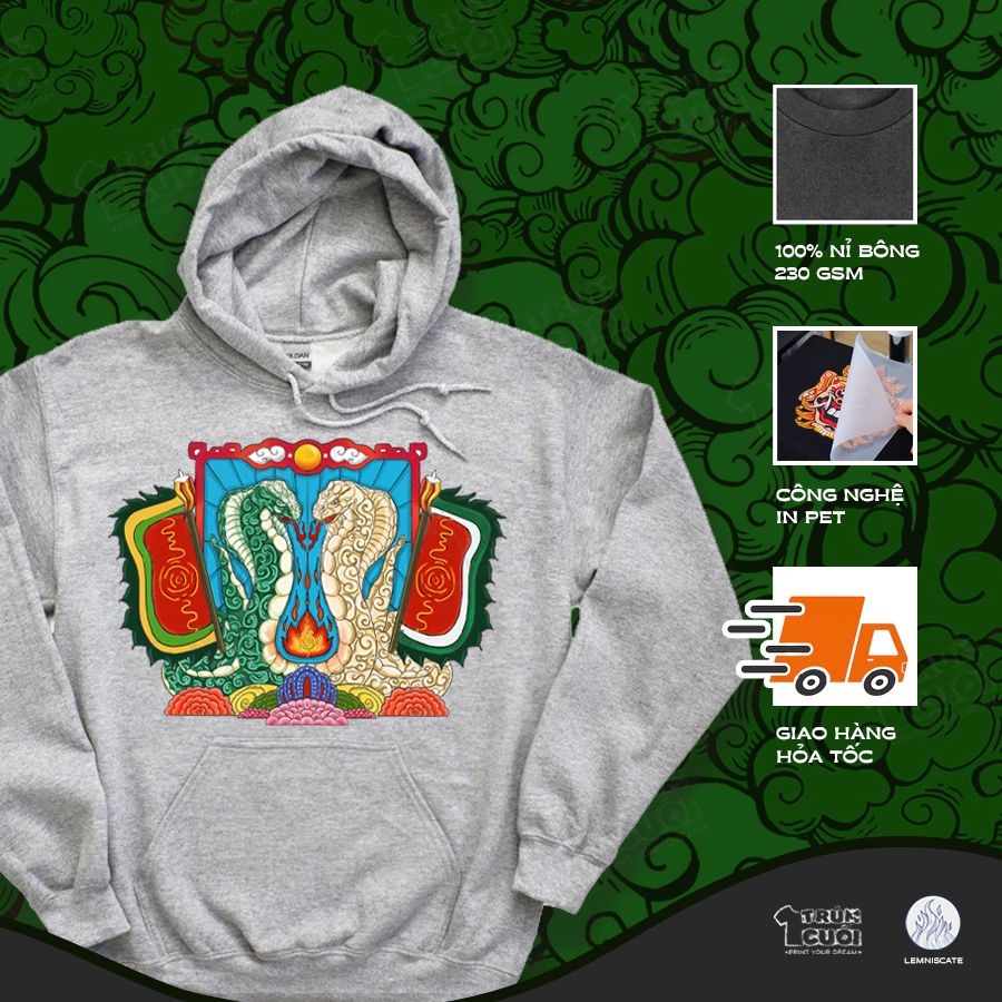  Áo hoodie Quan Xà Thần - Tứ Phủ, Trùm Cuối x Đăng Hoả Chi Thần - Tết 2025, Nỉ Bông 100% Unisex nam nữ 