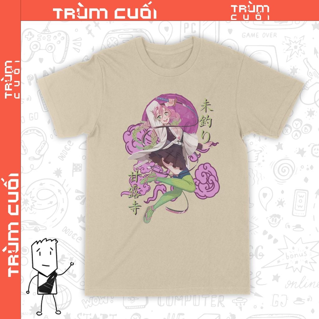  Áo thun Luyến Trụ - Mitsuri Kanroji: Kimetsu no Yaiba,Trùm Cuối Anime, Unisex Cotton 100% 2 màu nam nữ 0299 