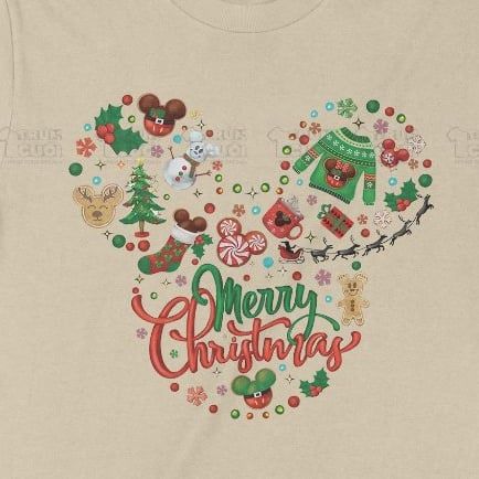  Áo thun Chuột Mickey Xmas, Trùm Cuối Cartoon Christmas Festival, Unisex Cotton 100% 2 màu nam nữ 0380 