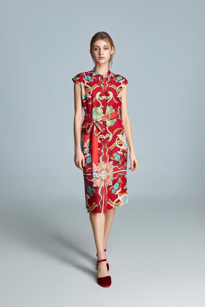 The Phoenix - Rosalyne Silk Dress / Fire Red
