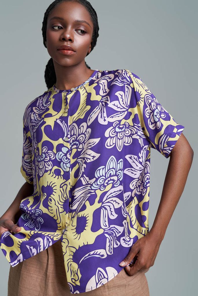 Áo Myra Vườn Thanh Xuân màu tím vàng