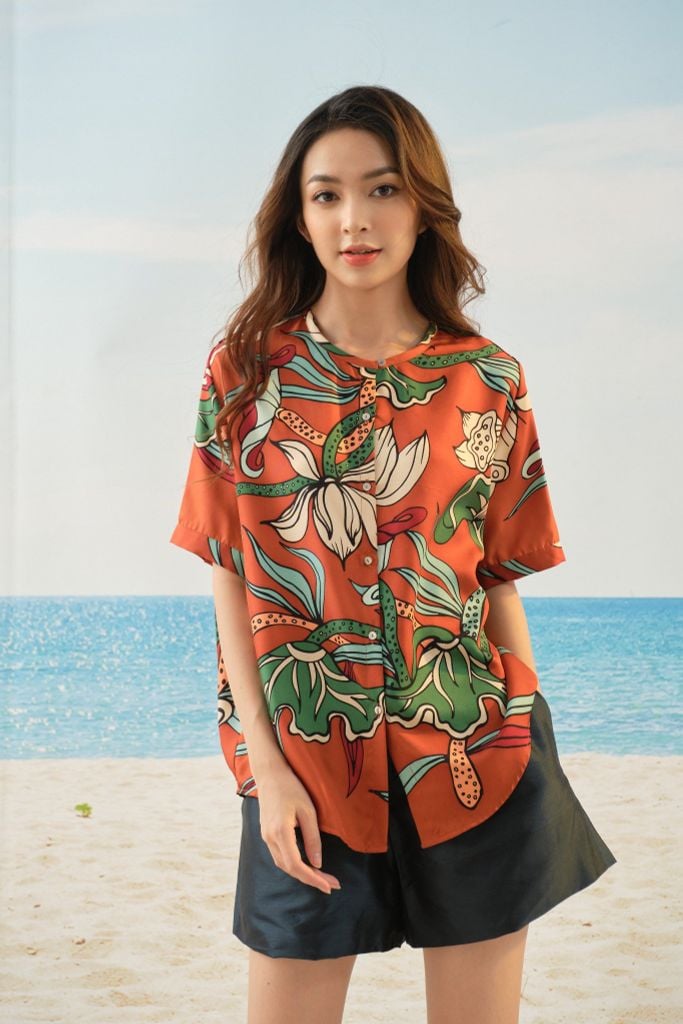 The Lotus Dance - Myra Shirt / Terra cotta orange