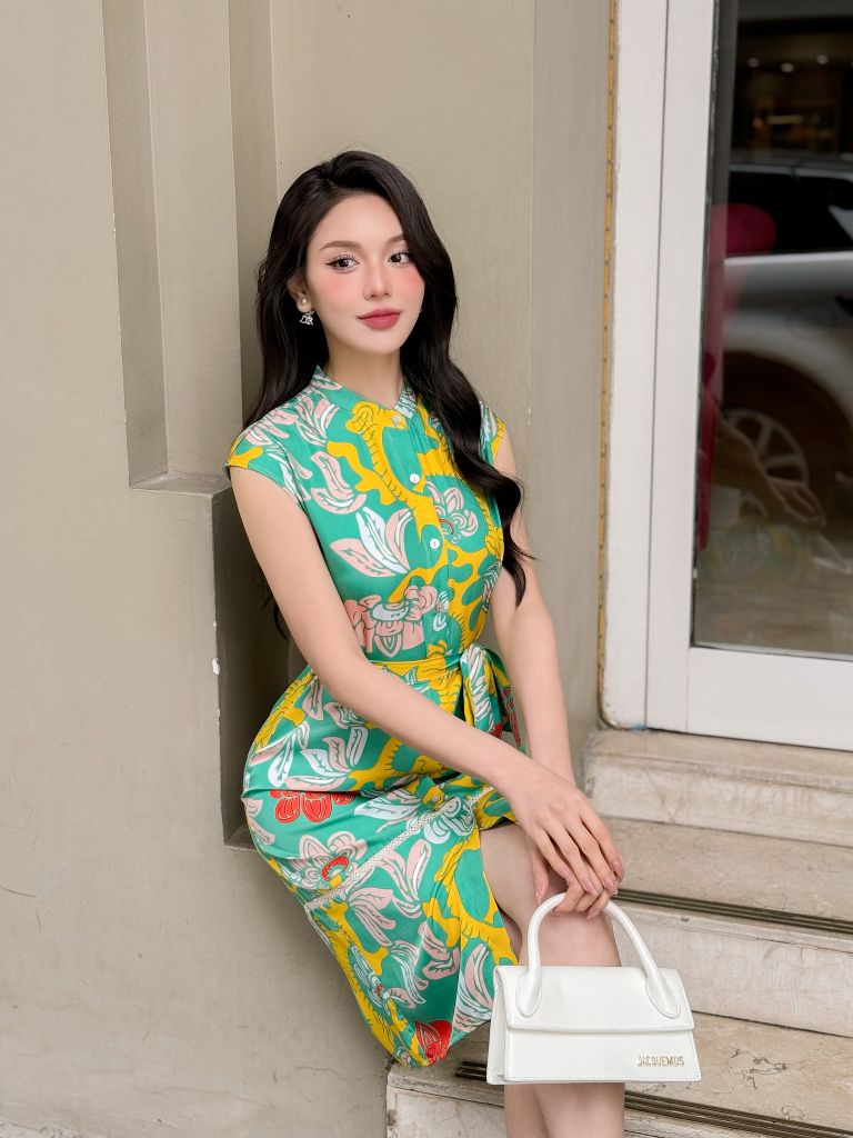 Váy Rosalyne Vườn Thanh Xuân Màu Xanh Vàng