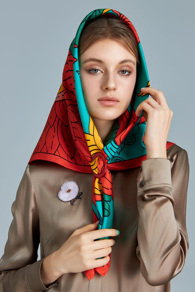 The Happiness Scarf / Happy Red / size 100x100