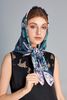 The Garden of Youth Silk Scarf / Green-Light Pink / size 90x90
