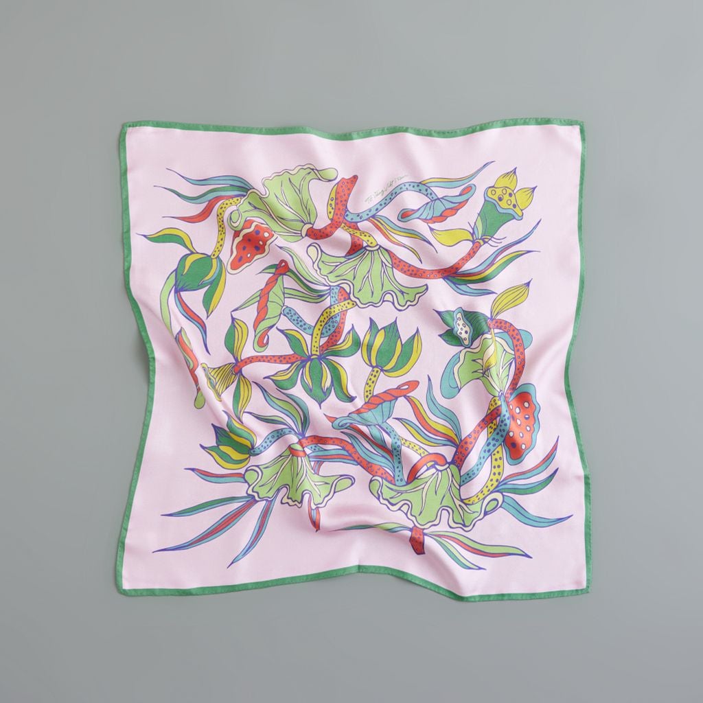 Khăn Liên hoa vũ / hồng nhạt / Size 65x65