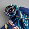 The Lotus Dance Silk Scarf / Blue Navy / Size 65x65
