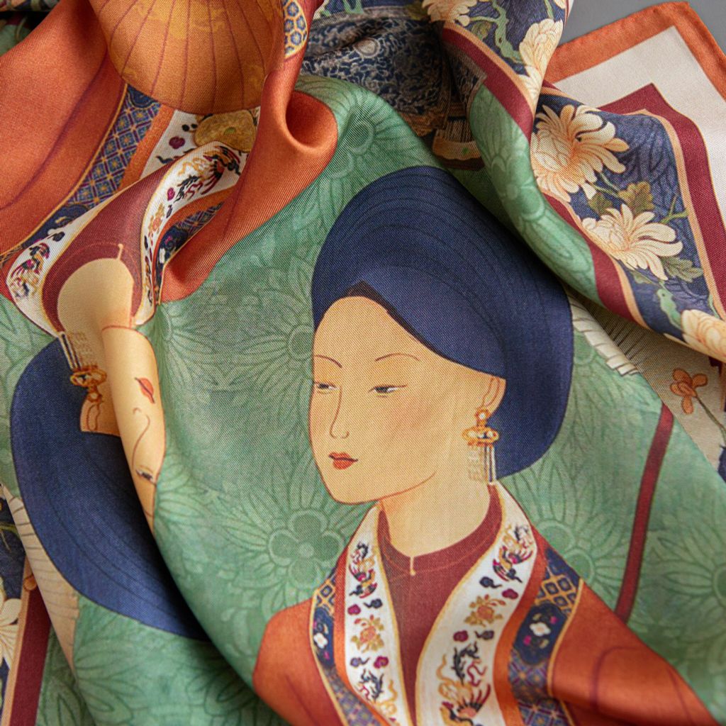 Khăn Trầm Bích Song Khuê size 65x65