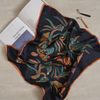 The Lotus Dance Silk Scarf /Navy Size 55x55