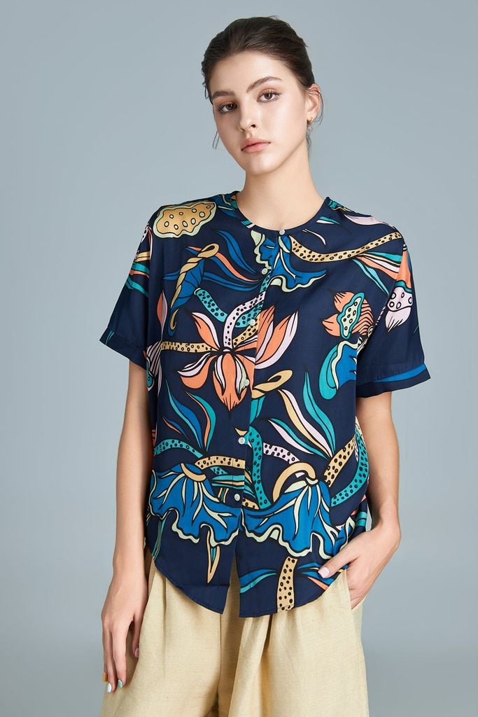 The Lotus Dance - Myra Shirt / Navy Blue