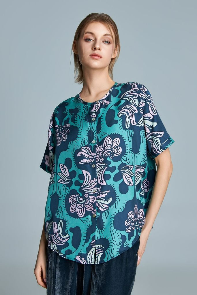 The Garden of Youth - Myra shirt / Green - Light pink