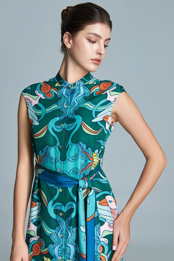 The Phoenix - Rosalyne Silk Dress Forest / Green