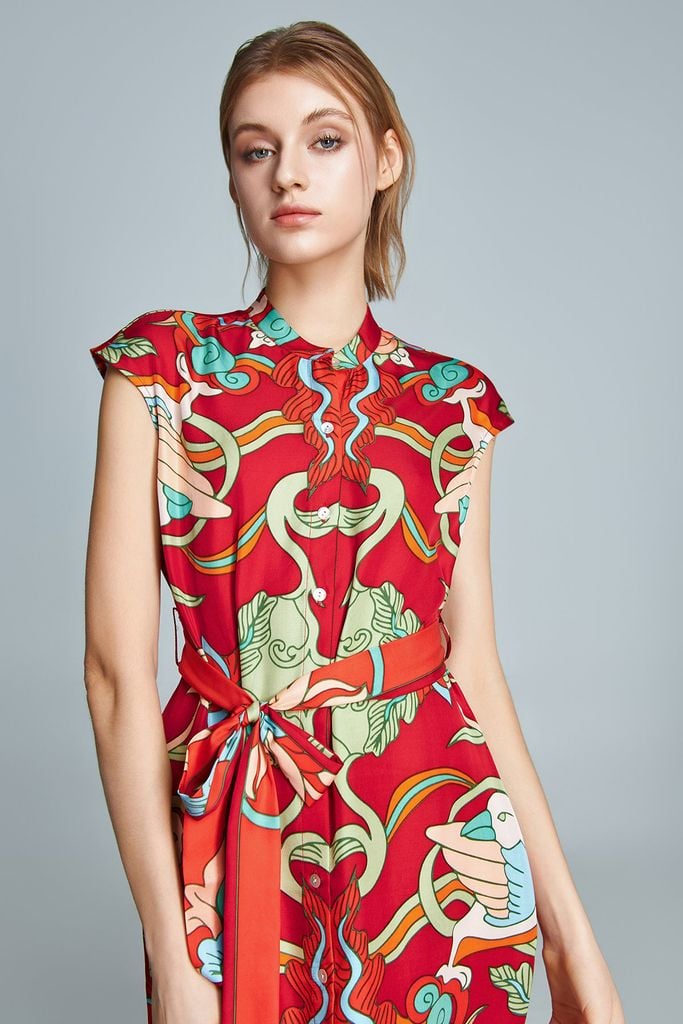 The Phoenix - Rosalyne Silk Dress / Fire Red