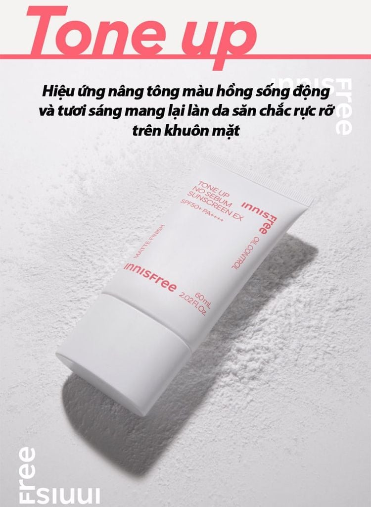 Kem chống nắng INNISFREE nâng tông kiềm dầu Tone Up No Sebum EX SPF 50+ PA++++ 60 mL