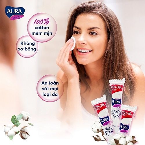 Bông Tẩy Trang Aura Beauty 150 Miếng Giá Chỉ 25K