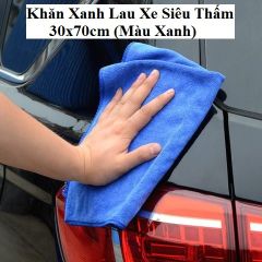 Khăn lau xe siêu thấm 30x70cm, khăn xanh lau xe