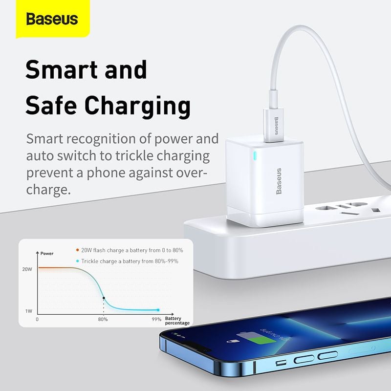 Củ sạc Baseus Super Si chính hãng dành cho iP và Android, hỗ trợ sạc nhanh 20W
