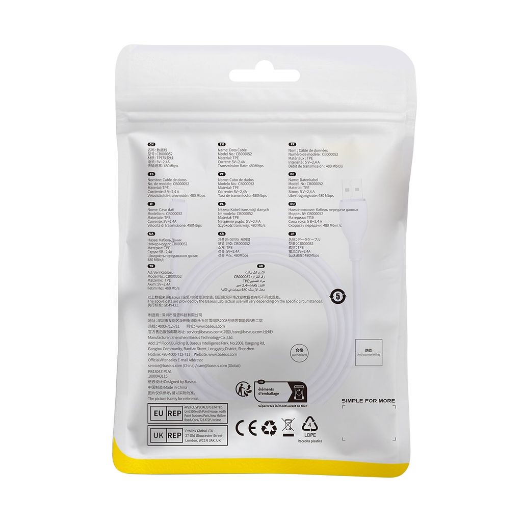 Dây cáp sạc Baseus Pudding Series 2.4A dành cho iPhone 14 / 13/12/11/X/XMax, bảo hành 6 tháng