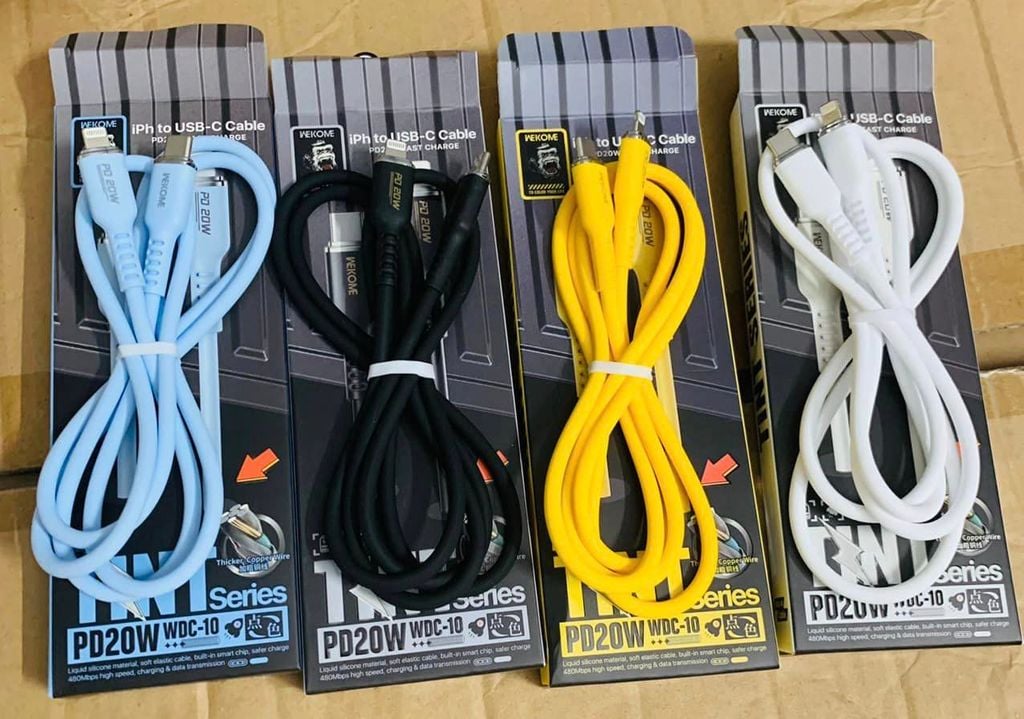 Cáp sạc nhanh Wekome WDC-10 cổng Type-C to Lightning, chống rối