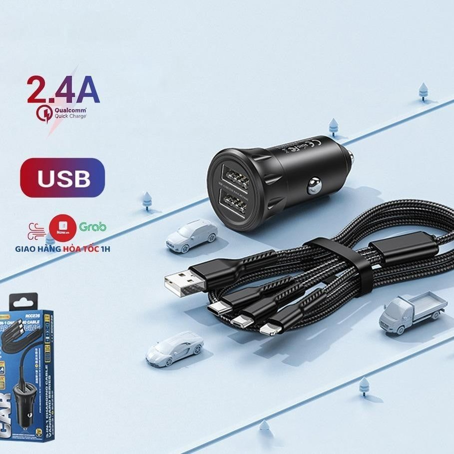 Bộ Sạc điện thoại Xe Ô TÔ 3 Đầu Remax RCC-236///DL