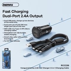 Bộ Sạc điện thoại Xe Ô TÔ 3 Đầu Remax RCC-236///DL