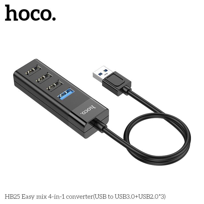 Bộ Chia Cổng USB chính hãng, Hub chuyển Hoco HB25 USB sang 4 cổng USB ( 1 USB 3.0 / 3 USB 2.0 )