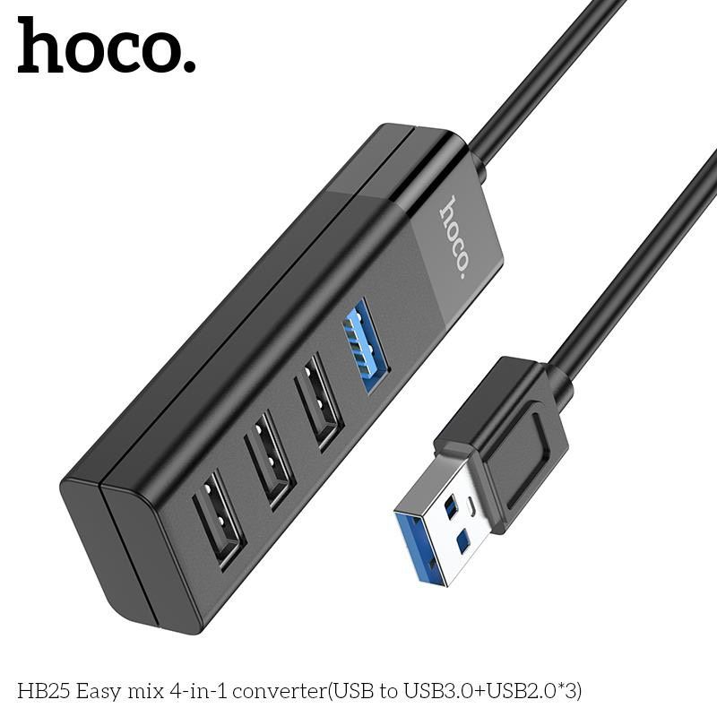 Bộ Chia Cổng USB chính hãng, Hub chuyển Hoco HB25 USB sang 4 cổng USB ( 1 USB 3.0 / 3 USB 2.0 )