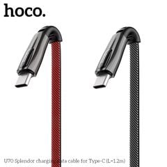 Cáp sạc cao cấp Hoco U70 Splendor Dây Dù 2.4A, Có Led, đầu nối hợp kim kẽm bện nylon dài 1,2m