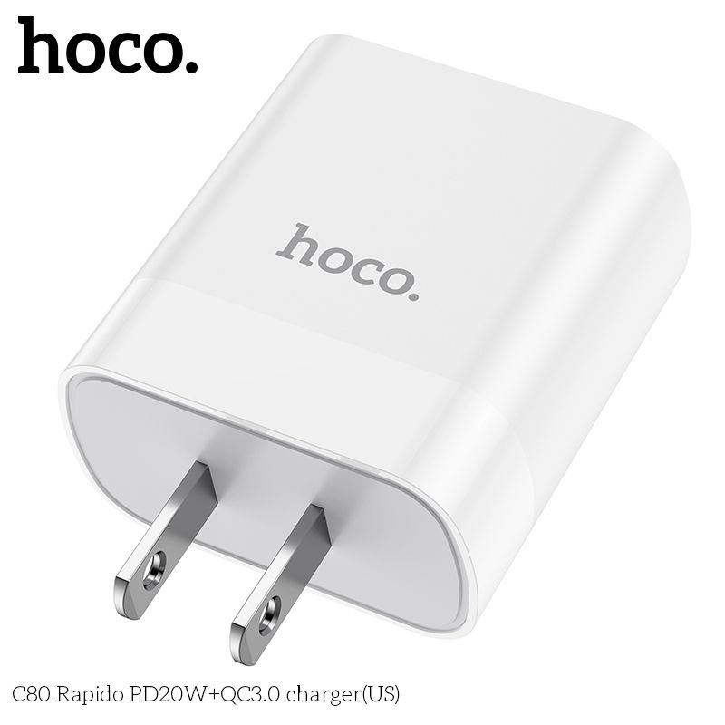 Củ sạc nhanh PD 20W Hoco C80 2 cổng ( USB + Type-C ) 3A, Quick charger 3.0