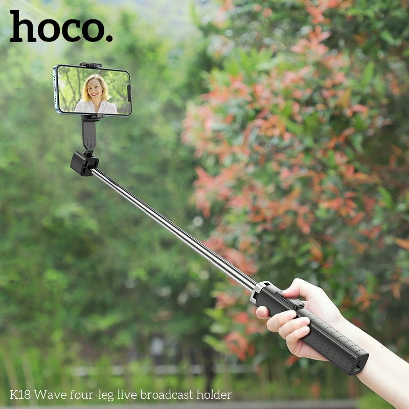Giá đỡ livestream tích hợp tripod cho điện thoại 4 chân K18 Wave, kết nối Bluetooth 4.0