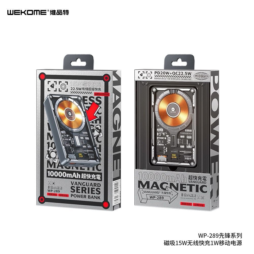 Pin dự phòng Wekome WP-289  Magsafe sạc nhanh 22.5W dung lượng 10000mAh