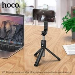 Gậy livestream tích hợp tripod ba chân Hoco K15 Treasure dành cho điện thoại, máy ảnh mini, camera thể thao
