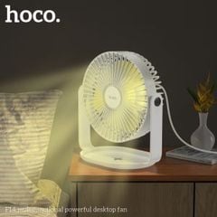 Quạt để bàn đa năng Hoco F14, động cơ không chổi than tích hợp đèn ngủ