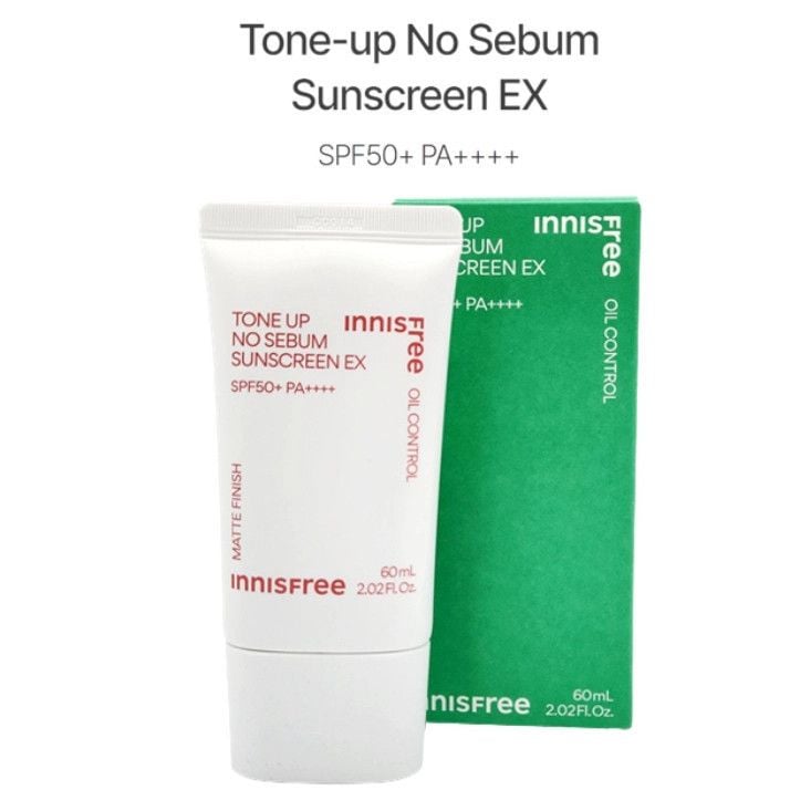 Kem chống nắng INNISFREE nâng tông kiềm dầu Tone Up No Sebum EX SPF 50+ PA++++ 60 mL
