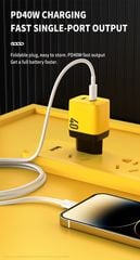 Củ Sạc Nhanh 40W WEKOME GaN WP-U128, Chân Chuẩn EU, Hỗ Trợ Sạc Nhanh PD 20W Cho 2 Thiết Bị Cùng Lúc