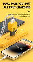 Củ Sạc Nhanh 40W WEKOME GaN WP-U128, Chân Chuẩn EU, Hỗ Trợ Sạc Nhanh PD 20W Cho 2 Thiết Bị Cùng Lúc