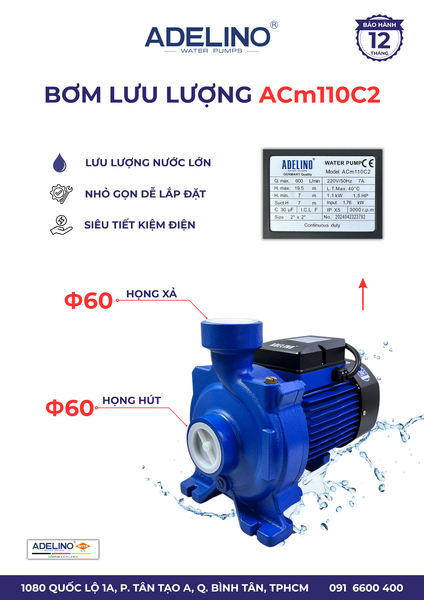 MÁY BƠM LƯU LƯỢNG ADELINO ACm110C2 - 1.5HP