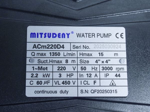 MÁY BƠM LƯU LƯỢNG MITSUDENY ACm220D4 - 3HP