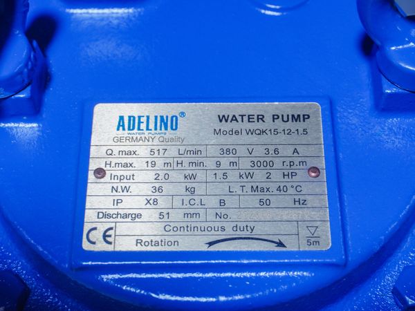 MÁY BƠM CHÌM ADELINO WQK15-12-1.5 - 2HP