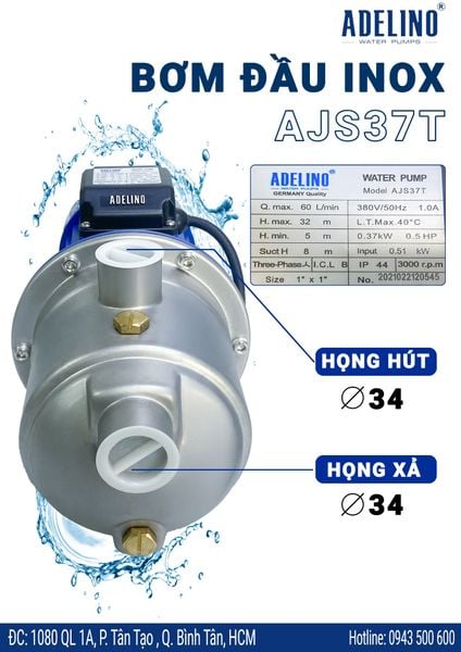 MÁY BƠM NƯỚC ĐẨY XA  ADELINO AJS37T