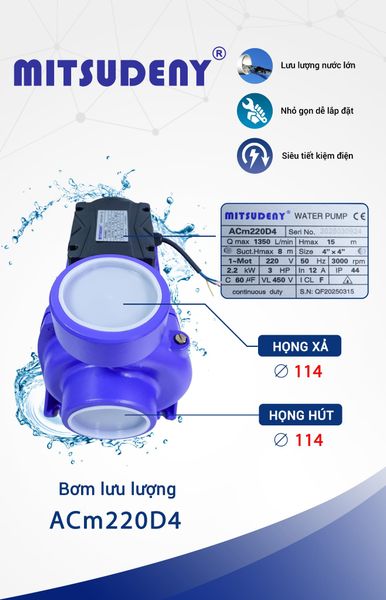 MÁY BƠM LƯU LƯỢNG MITSUDENY ACm220D4 - 3HP