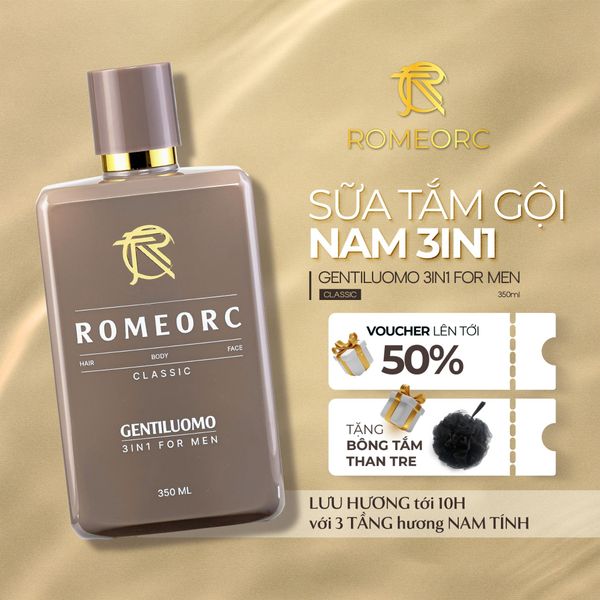 Sữa Tắm Gội Nam Romeorc Gentiluomo 3in1 For Men 350ML