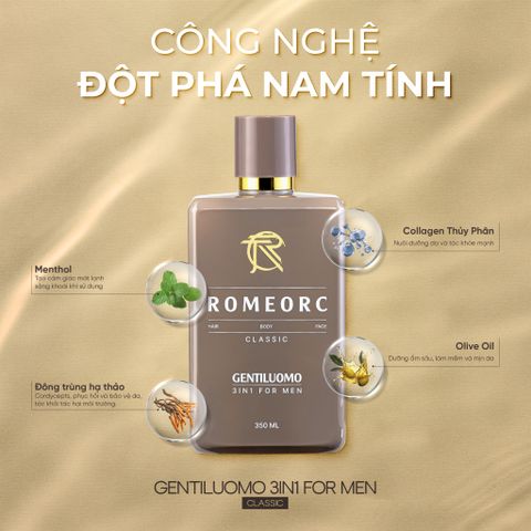 Sữa Tắm Gội Nam Romeorc Gentiluomo 3in1 For Men 350ML