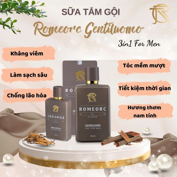 Sữa Tắm Gội Nam Romeorc Gentiluomo 3in1 For Men  Classic 350ML