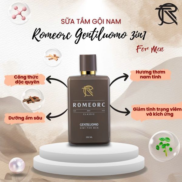 Sữa Tắm Gội Nam Romeorc Gentiluomo 3in1 For Men  Classic 350ML